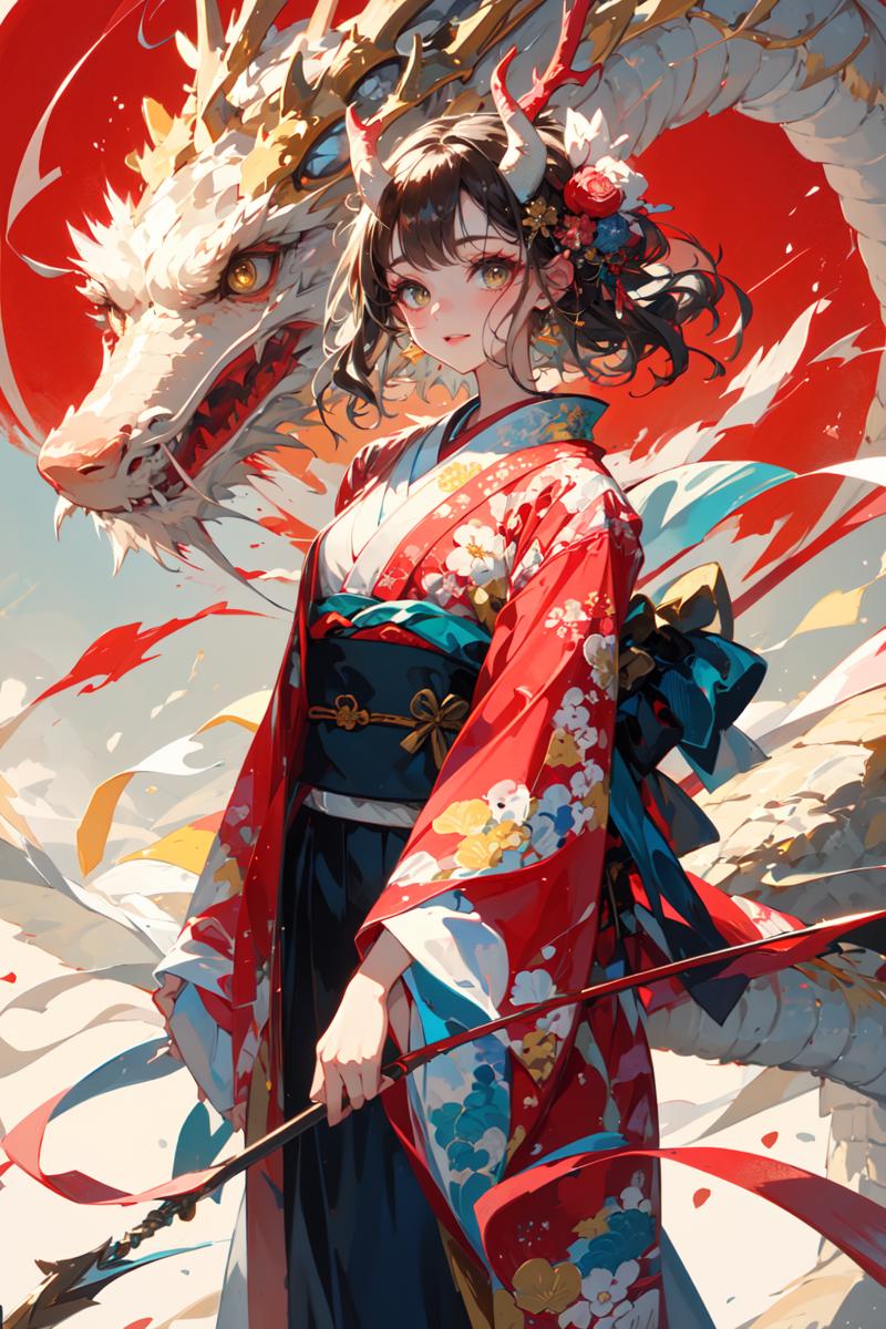 21543-3140943382-Dragon and girl, 1girl, dragon, weapon, eastern dragon, arrow _(projectile_), bow _(weapon_), japanese clothes, flower, holding,.png